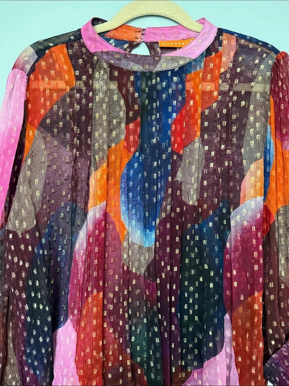 Oliphant Abstract Multicolor Long Sleeve Blouse Like New